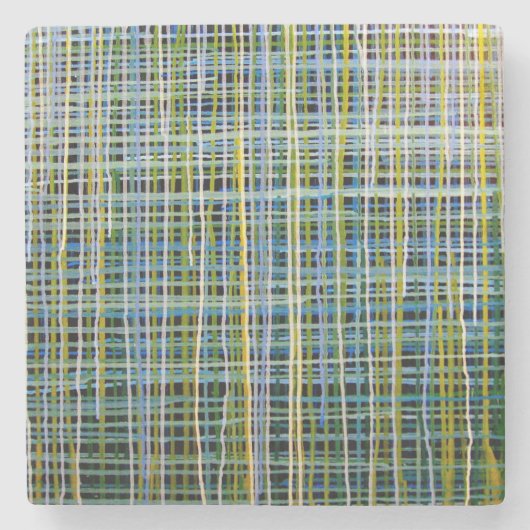 Marmorstein Untersetzer "Blue Kariert" (Vorderseite)