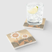 Marmorstein Untersetzer Floral (Seitenansicht)