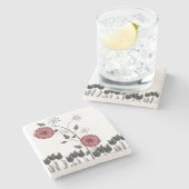 Marmorstein Untersetzer Floral (Seitenansicht)