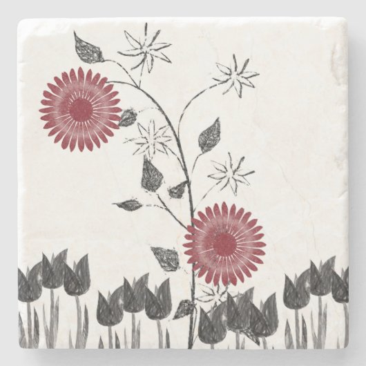 Marmorstein Untersetzer Floral (Vorderseite)