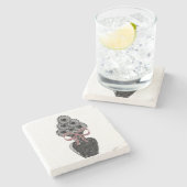 Marmorstein Untersetzer Floral (Seitenansicht)