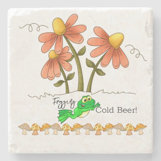 Marmorstein Untersetzer Frogging Cold Beer Mushroo (Vorderseite)