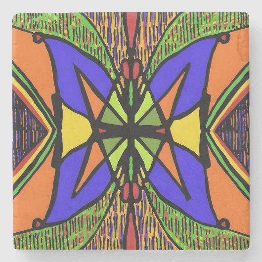 Marmorstein-Untersetzer mit abstraktem Design Steinuntersetzer (Vorderseite)