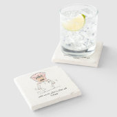 Marmorstein-Untersetzer mit Comic-Charakter im Ret Steinuntersetzer (Seitenansicht)