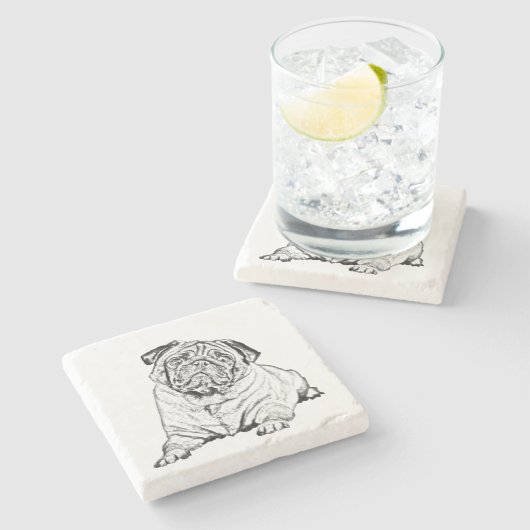 Marmorstein Untersetzer - Mops Dog (Seitenansicht)