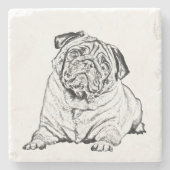 Marmorstein Untersetzer - Mops Dog (Vorderseite)