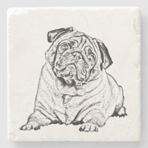Marmorstein Untersetzer - Mops Dog