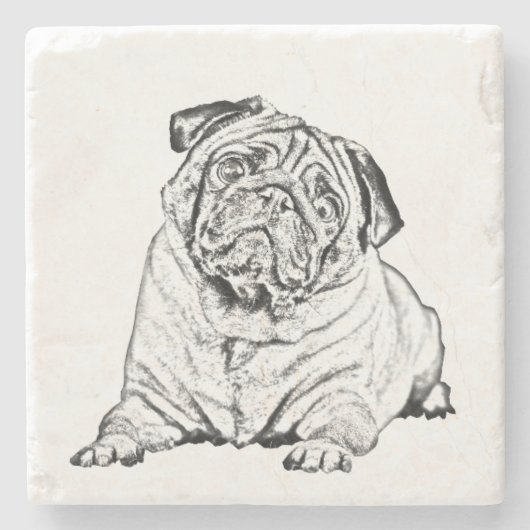 Marmorstein Untersetzer - Mops Dog (Vorderseite)