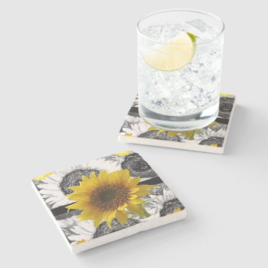 Marmorstein Untersetzer Sonnenblume (Seitenansicht)