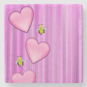 Marmorstein Untersetzer Valentine's Day Bumblebee