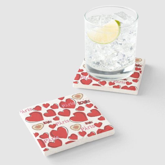 Marmorstein Untersetzer Valentine's Day Paris Fran (Seitenansicht)