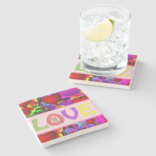 Marmorstein Untersetzer Valentine's Day Teddy Bear (Seitenansicht)