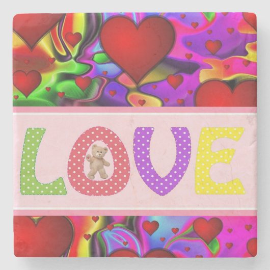 Marmorstein Untersetzer Valentine's Day Teddy Bear (Vorderseite)