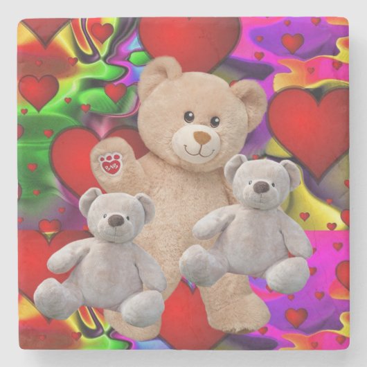 Marmorstein Untersetzer Valentine's Day Teddy Bear (Vorderseite)