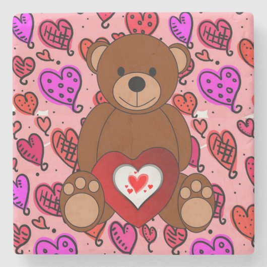 Marmorstein Untersetzer Valentine's Day Teddy Bear (Vorderseite)