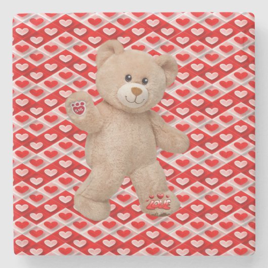 Marmorstein Untersetzer Valentine's Day Teddy Bear (Vorderseite)