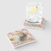 Marmorstein Untersetzer Valentine's Day Teddy Bear (Seitenansicht)