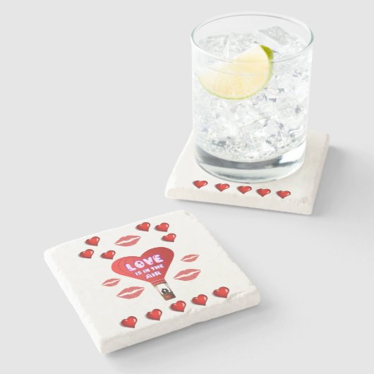 Marmorstein Untersetzer Valentinstag (Seitenansicht)