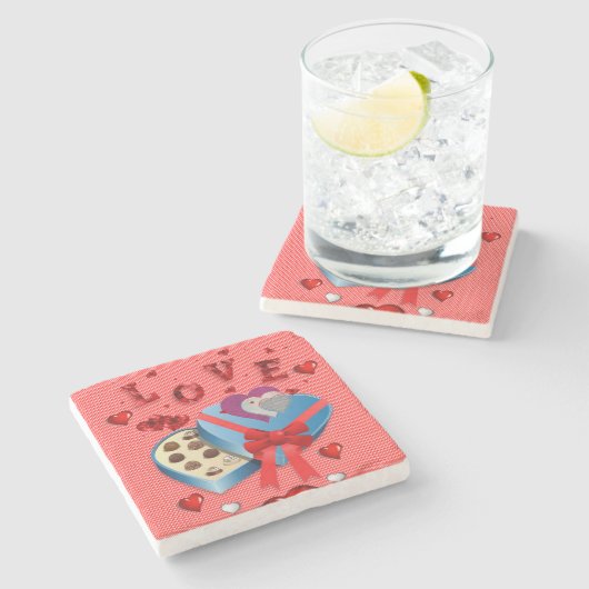 Marmorstein Untersetzer Valentinstag (Seitenansicht)