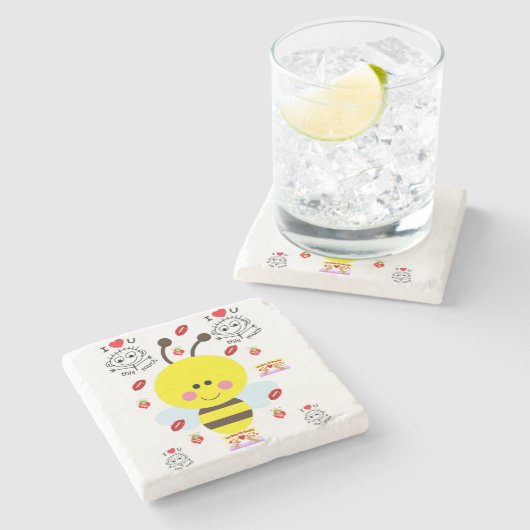 Marmorstein Untersetzer Valentinstag (Seitenansicht)