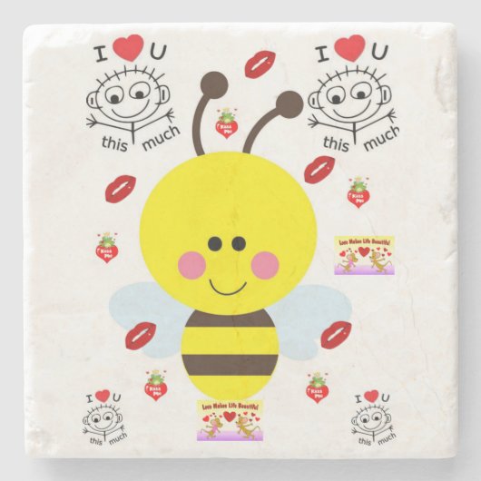 Marmorstein Untersetzer Valentinstag (Vorderseite)