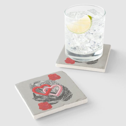 Marmorstein Untersetzer Valentinstag (Seitenansicht)