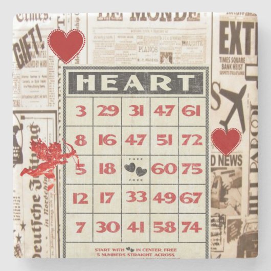 Marmorstein Untersetzer Valentinstag (Vorderseite)