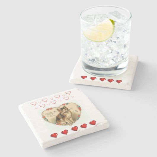 Marmorstein Untersetzer Valentinstag (Seitenansicht)