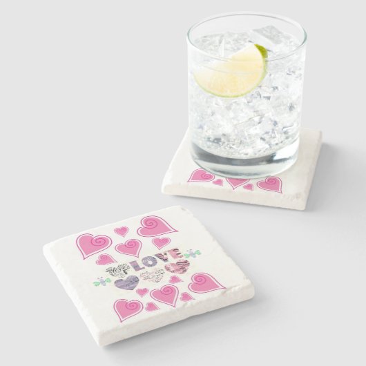 Marmorstein Untersetzer Valentinstag (Seitenansicht)
