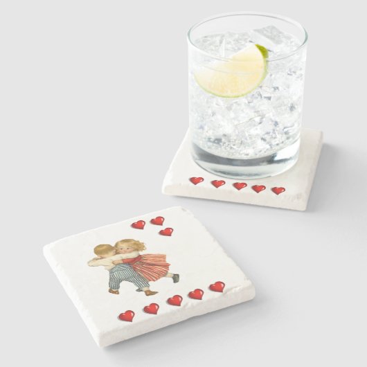Marmorstein Untersetzer Valentinstag (Seitenansicht)