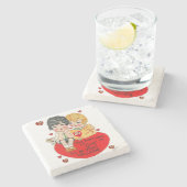 Marmorstein Untersetzer Valentinstag (Seitenansicht)