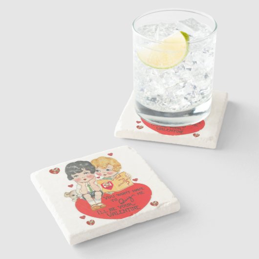 Marmorstein Untersetzer Valentinstag (Seitenansicht)