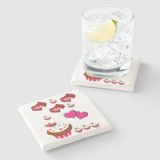 Marmorstein Untersetzer Valentinstag (Seitenansicht)