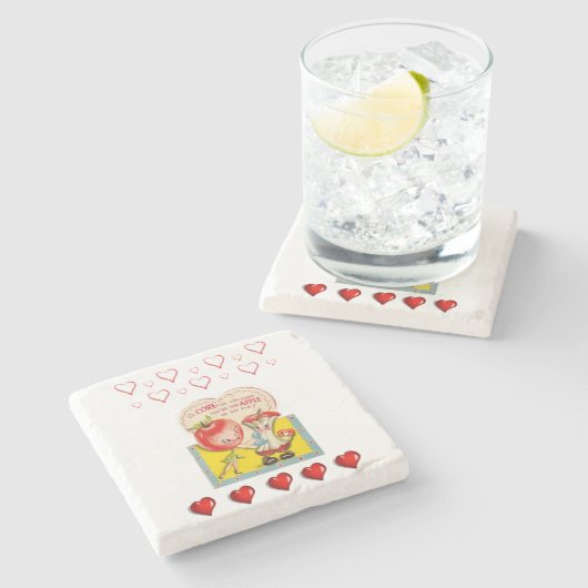 Marmorstein Untersetzer Valentinstag (Seitenansicht)