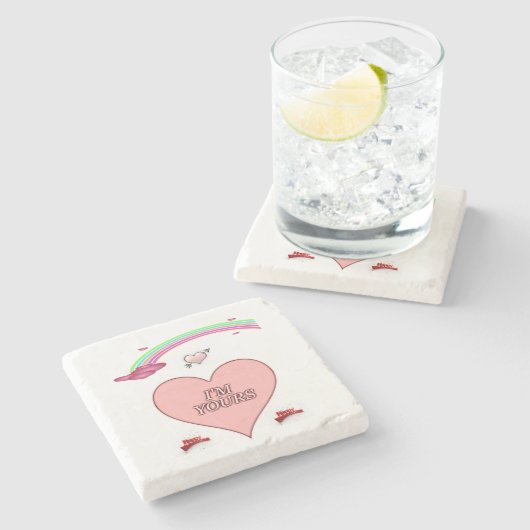 Marmorstein Untersetzer Valentinstag (Seitenansicht)