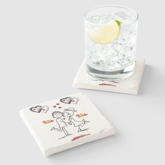 Marmorstein Untersetzer Valentinstag (Seitenansicht)