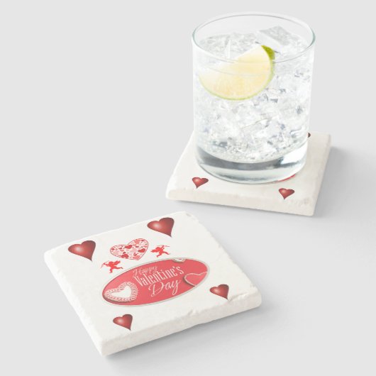 Marmorstein Untersetzer Valentinstag (Seitenansicht)