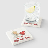 Marmorstein Untersetzer Valentinstag Engel (Seitenansicht)