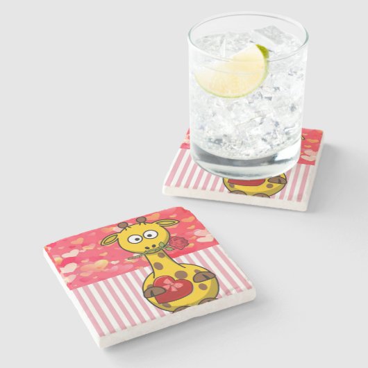 Marmorstein Untersetzer Valentinstag Giraffe (Seitenansicht)