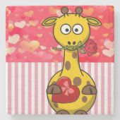 Marmorstein Untersetzer Valentinstag Giraffe (Vorderseite)