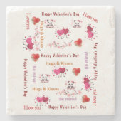 Marmorstein-Untersetzer Valentinstag Paar Herzen Steinuntersetzer (Vorderseite)