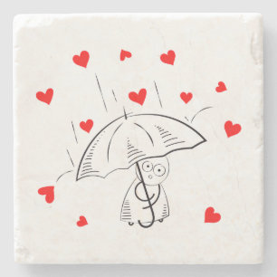 Marmorstein Untersetzer Valentinstag Regenschirm R