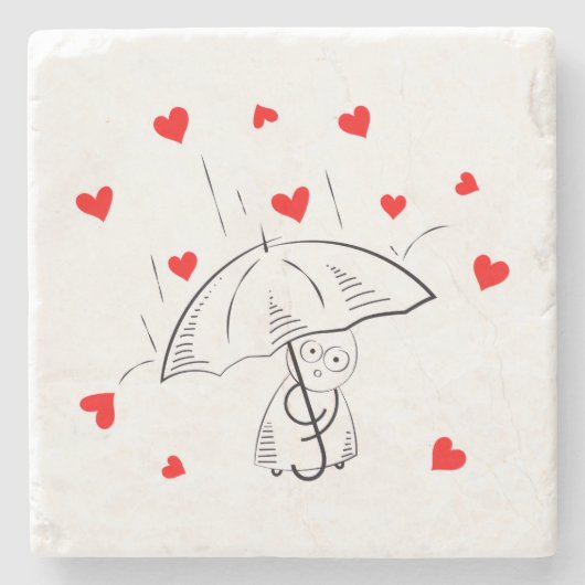 Marmorstein Untersetzer Valentinstag Regenschirm R (Vorderseite)