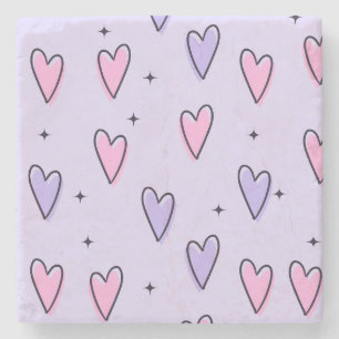 Marmorstein-Untersetzer Valentinstag Rosa Lila  Steinuntersetzer