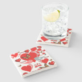 Marmorstein Untersetzer Valentinstag Schmetterling (Seitenansicht)