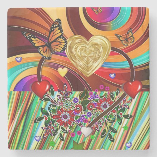 Marmorstein Untersetzer Valentinstag Schmetterling (Vorderseite)