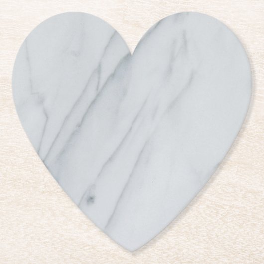 Marmorstein Weißer Herzpapier Untersetzer (Vorderseite)
