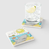 Marmorsteine Untersetzer Gone Fishing Ozeanhaie (Seitenansicht)