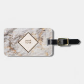 Marmorsteinstruktur, monogram Personalisiert Gepäckanhänger (Vorderseite horizontal)