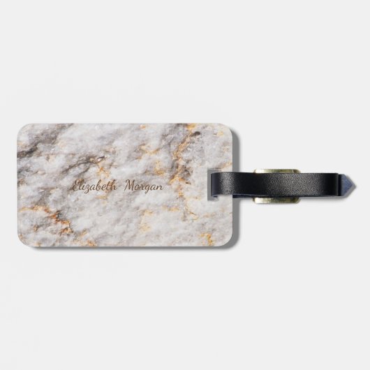 Marmorsteinstruktur, monogram Personalisiert Gepäckanhänger (Rückseite horizontal)